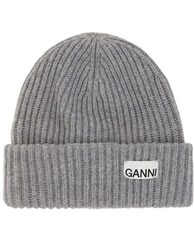 Ganni Beanie Cap - Gray