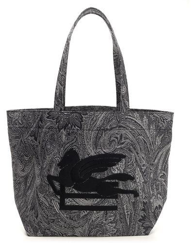 Etro Paisley Denim Tote Bag - Black