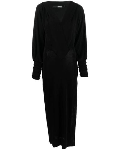 ROTATE BIRGER CHRISTENSEN V-neck Long-sleeve Dress - Black