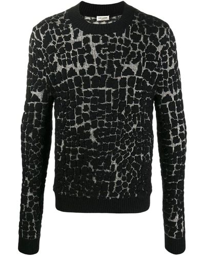 Saint Laurent Wool Mosaic-effect Jumper - Black