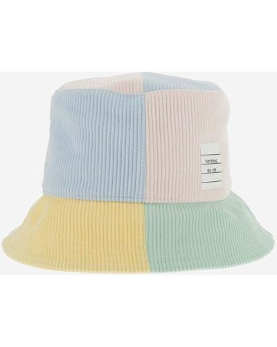Thom Browne Colorblock Velvet Bucket Hat - Blue
