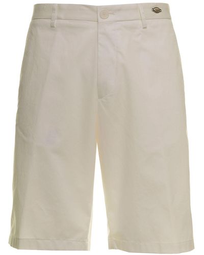 Tagliatore White Cotton Bermuda Shorts - Natural