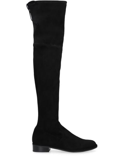 Stuart Weitzman Lowland Stretch Suede Over The Knee Boots - Black