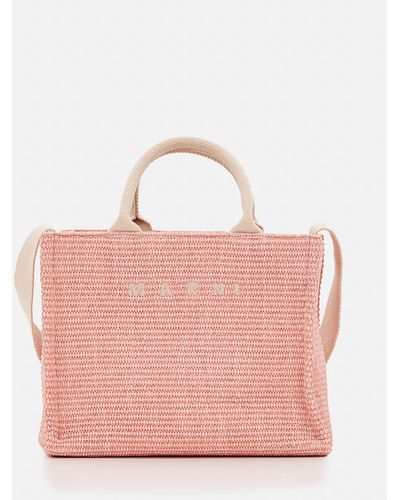 Marni Small Raffia Basket Tote Bag - Pink