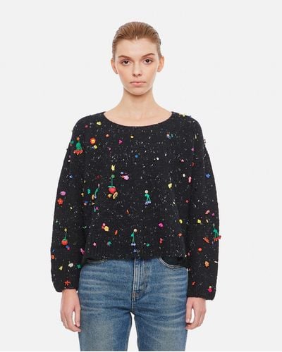 Péro Wool Jumper With Applications - Black