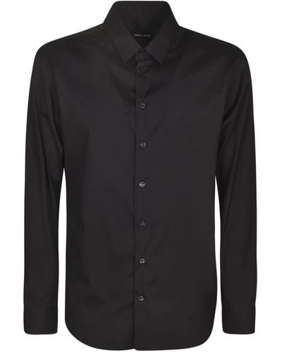 Giorgio Armani Long-sleeved Buttoned Shirt - Black
