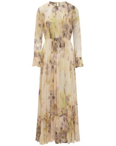 Jucca Long Dress With Flounce - Natural