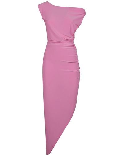 Norma Kamali Drop Shoulder Side Drape Dress - Purple