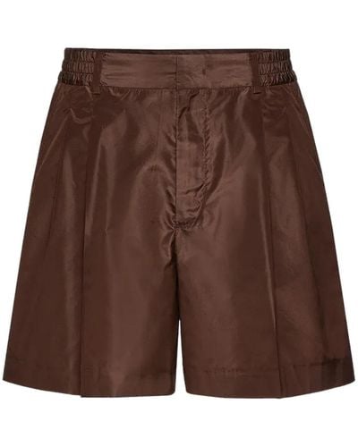 Valentino Washed Si Lk Taffeta` Shorts, Regular Fit, 2 Welt Pockets, 2 Side Pockets, Waist Band, B.w. 37,5 Cm - Brown