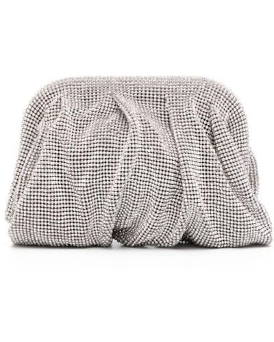 Benedetta Bruzziches Venus La Petite Silver Clutch Bag In Fabric With Allover Crystals - Grey