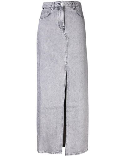 IRO Split Long Denim Skirt - Grey