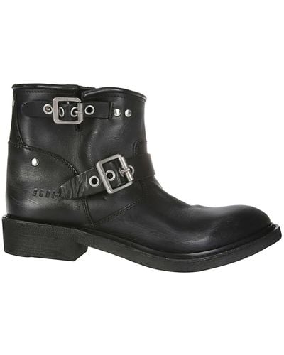 Golden Goose Buckled Leather Ankle Boots - Black