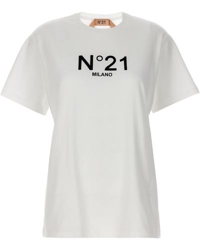 N°21 Flocked Logo T-Shirt - White