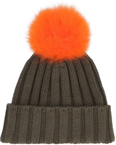 Woolrich Knitted Wool Hat With Pom-pom - Orange