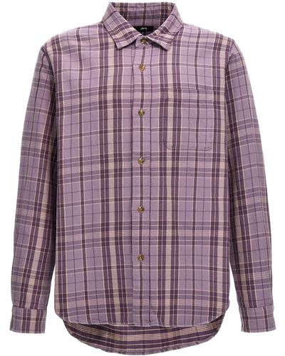 Stussy Stones Plaid Shirt, Blouse - Purple