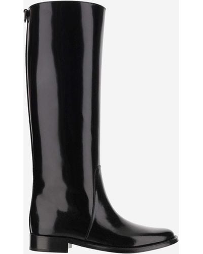 Tod's Hunt Patent Leather Boots - Black