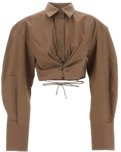 Jacquemus Gathered Long-sleeved Shirt - Brown