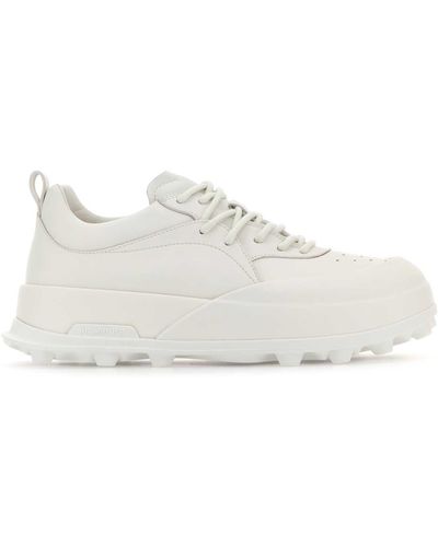 Jil Sander Leather And Rubber Orb Trainers - White