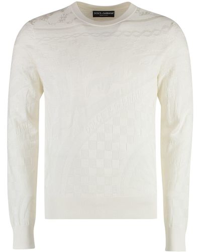 Dolce & Gabbana Long Sleeve Crew-neck Sweater - White