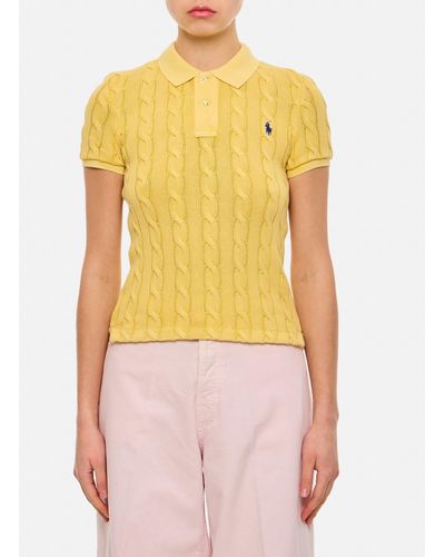 Ralph Lauren Cable Knit Polo Shirt - Yellow