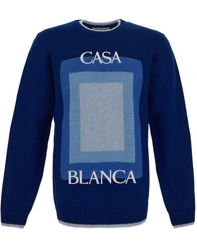 Casablanca Logo Degrade Intarsia Sweater - Blue