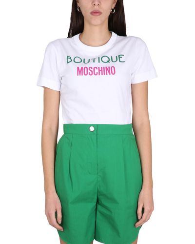 Boutique Moschino Crewneck T-shirt With Logo - Green