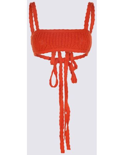 Alanui Orange Wool Cropped Top - Red