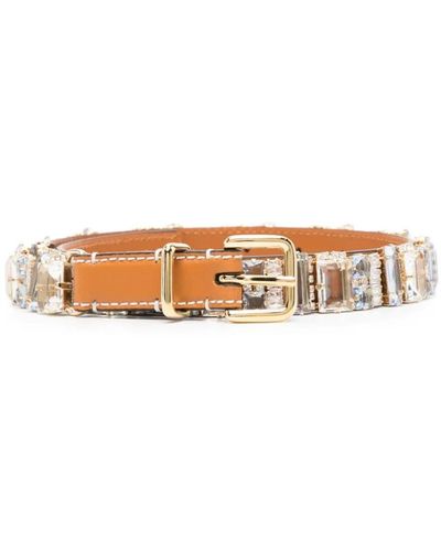 Ermanno Scervino Crystal-embellished Leather Belt - White