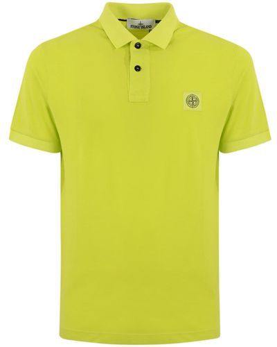 Stone Island Cotton Polo Shirt With 2sc67 Logo - Yellow