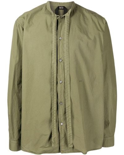 N°21 Drawstring-neck Cotton Shirt - Green