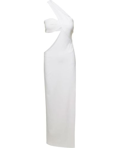 Monot One Shoulder Asymmetrical Dress With Side Cutout - White