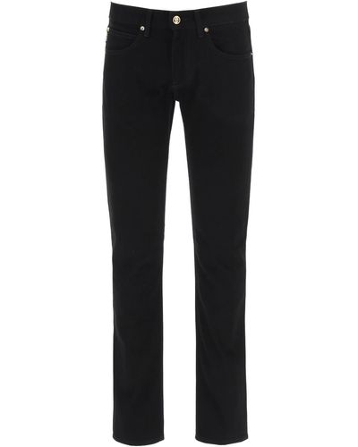 Versace Slim Fit Jeans With Medusa Embroidery - Black