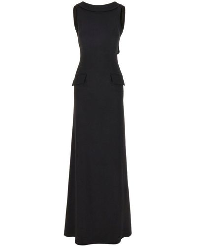 Alberta Ferretti Low-Back Sleeveless Maxi Dress - Black