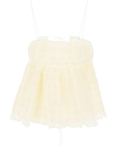 Cecilie Bahnsen Usiah Smocked Top - Natural