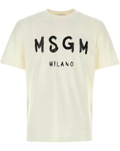 MSGM Cream Cotton T-Shirt - White