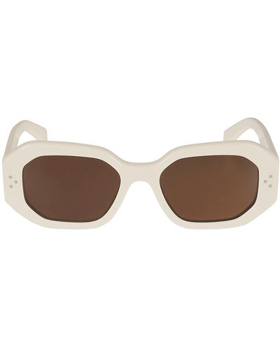 Celine Logo Sided Geometric Lens Sunglasses - Brown