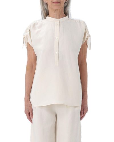 Woolrich Ruched Straight Hem Sleeveless Shirt - White