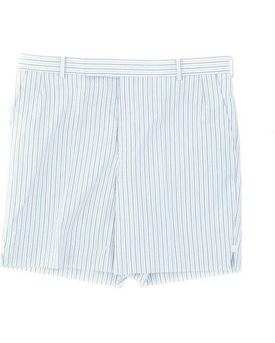 Thom Browne Logo Tag Striped Seersucker Shorts - White