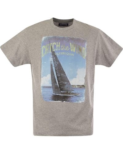 Vilebrequin Cotton T-Shirt With Frontal Print - Gray