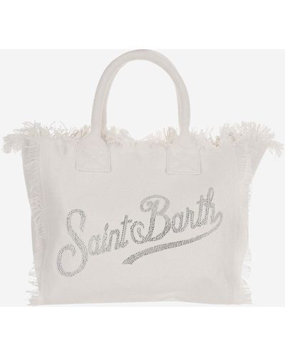 Mc2 Saint Barth Rhinestone Logo Vanity Bag - White