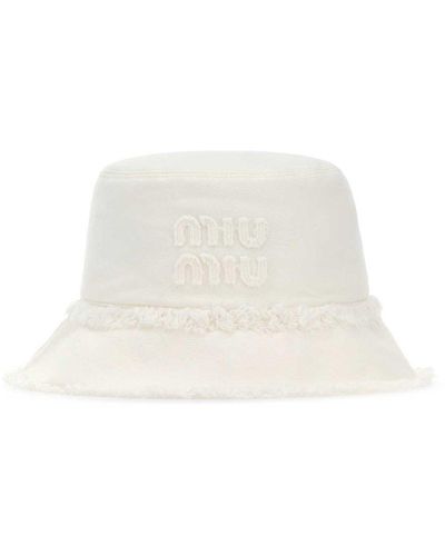 Miu Miu Logo-detailed Bucket Hat - White