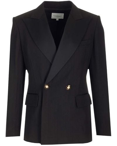 Casablancabrand Tuxedo Jacket With Satin Profiles - Black