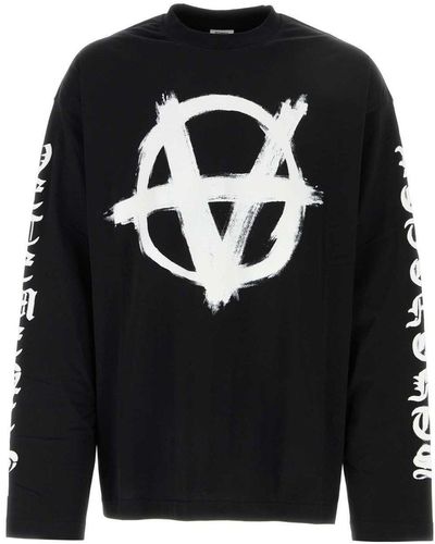 Vetements Double Anarchy Long Sleeved T-Shirt - Black