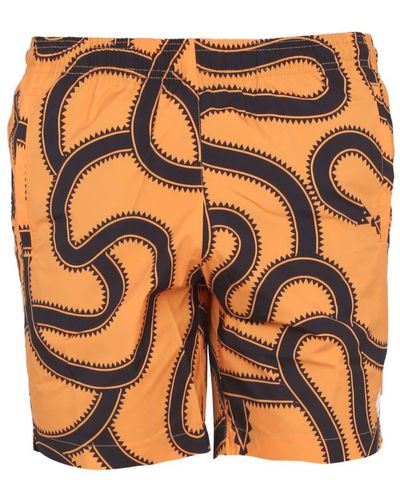 Marcelo Burlon County Of Milan Boxer Swimsuit With Print - Orange