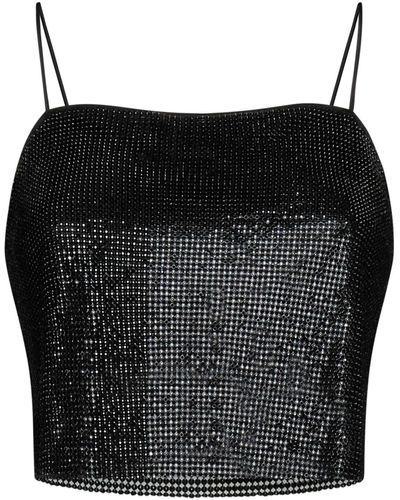 Alice + Olivia Grazi Chainmail Sequined Top - Black