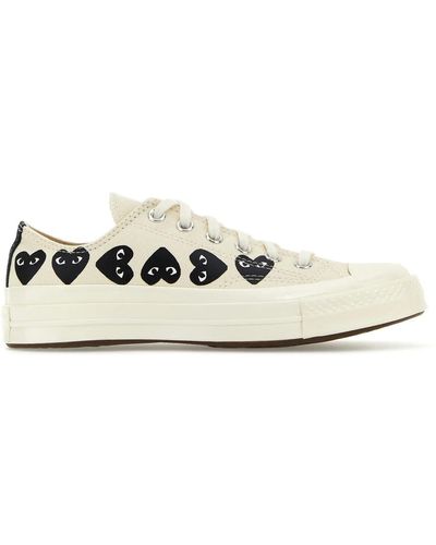 COMME DES GARÇONS PLAY Ivory Canvas Sneakers - White