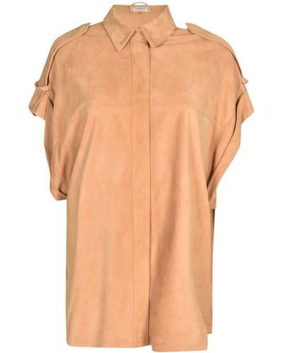 Dondup Asymmetric Sleeved Round Hem Shirt - Orange