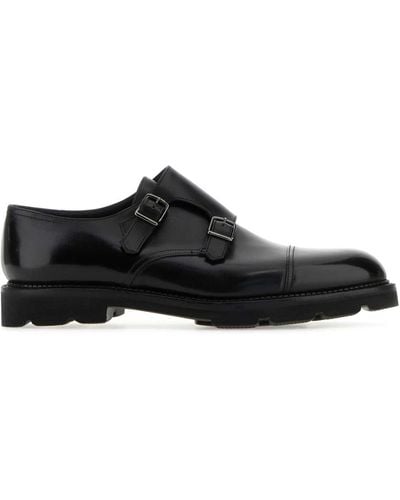 John Lobb Leather Strap Shoes - Black