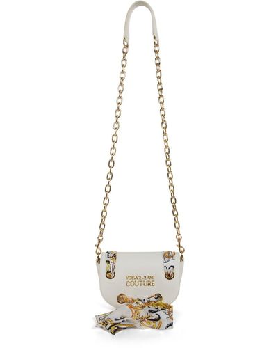 Versace Baroque-printed Chain-linked Shoulder Bag - White