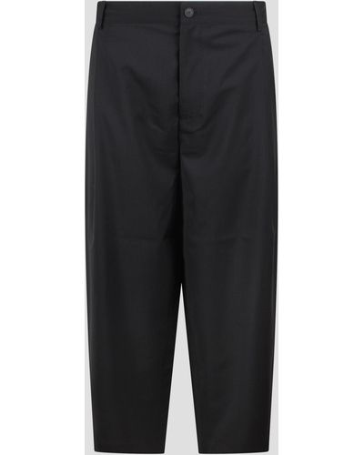 Maison Kitsuné Pleated Cropped Trousers - Black